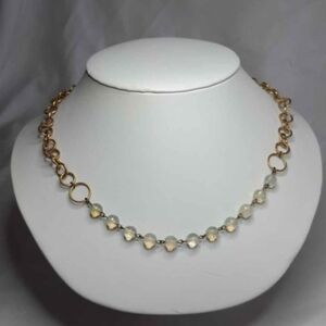 Opalite And Heavy Goldtone Chain Necklace